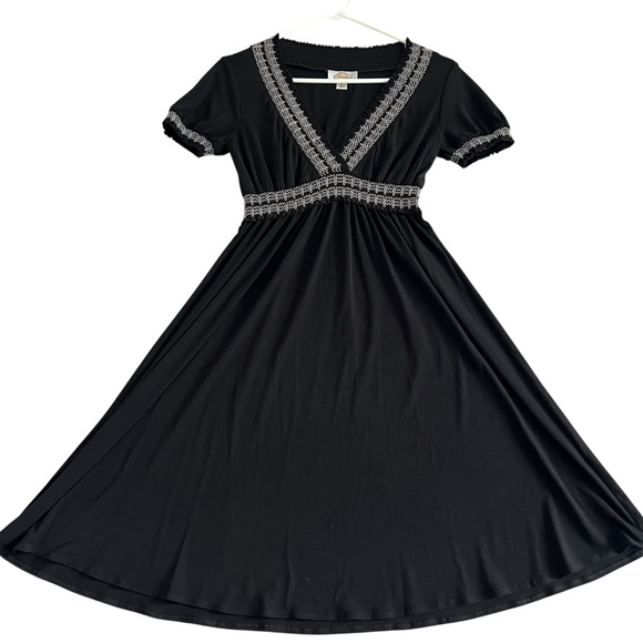 Vintage Talbots Babydoll Dress Women's size Small Y2K Stretch Short Sleeve Black - Picture 1 of 6